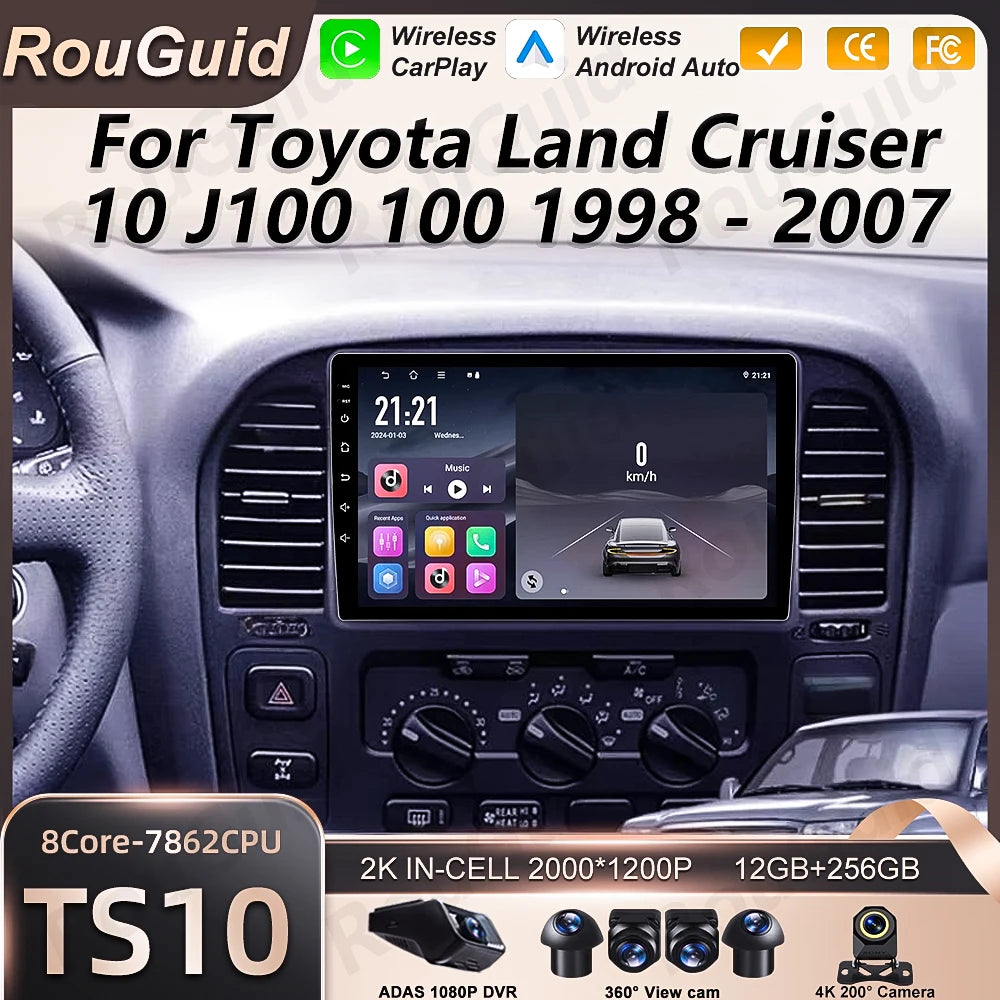 Android 16 Car Radio Carplay For Toyota Land Cruiser 10 J100 100 1998 1999 2000 - 2007 Mul | AUTOKITSHOP
