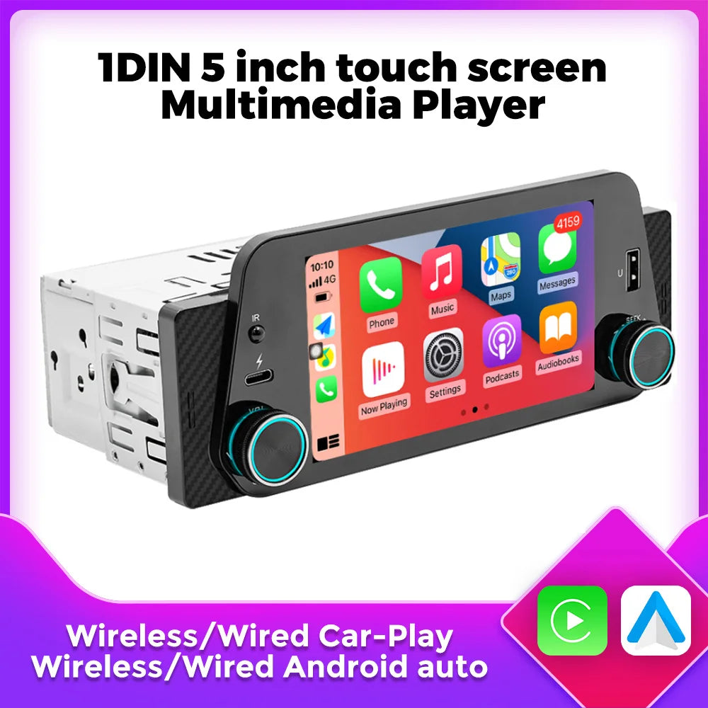 1Din Car Radio Stereo Carplay Android Auto Display Navigation Mirrorlink MP5 Touch Screen  | AUTOKITSHOP