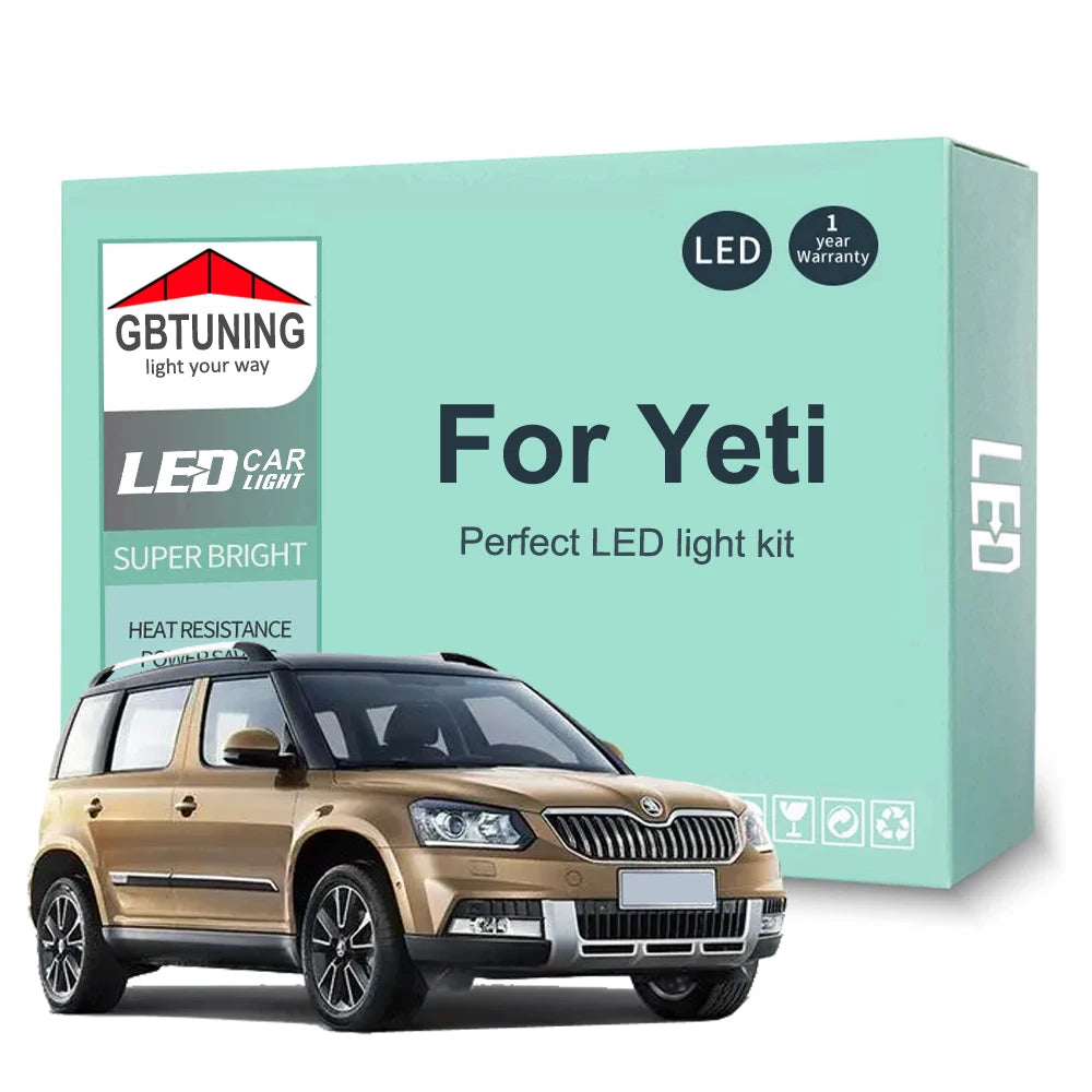 16-Piece LED Interior Light Kit for Skoda Yeti 5L SUV 2009-2012 - Canbus Dome Map Door Trunk Bulbs | AUTOKITSHOP