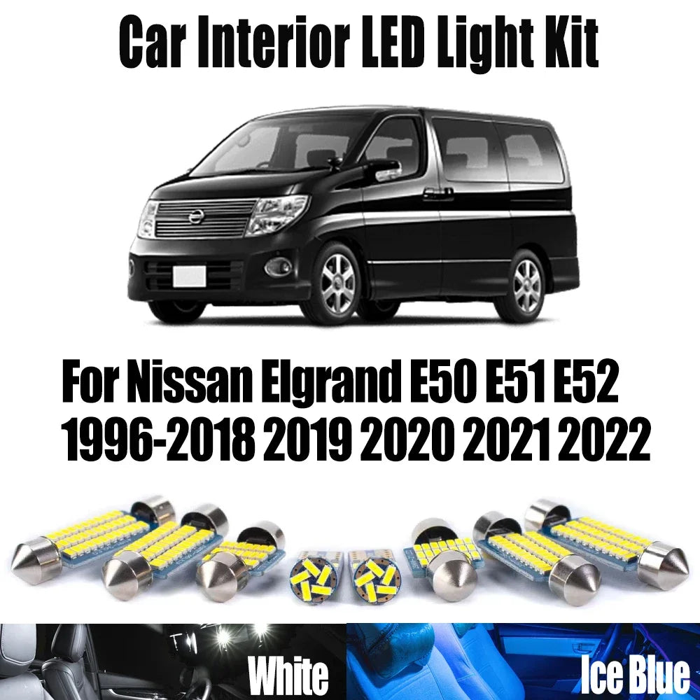 LED Interior Light Kit for Nissan Elgrand E50 E51 E52 1996- 2019 - Canbus Dome Map Door Trunk Bulbs | AUTOKITSHOP