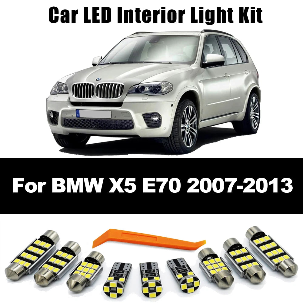 23Pcs Canbus Car Bulb LED Interior Dome Reading Door Courtesy Plate Light Kit For BMW X5 E70 2007 2008 2009 2010 2011 2012 2013