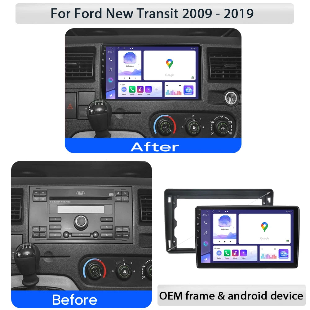 For Ford New Transit 2009 2010 2011 - 2019 Android Auto Screen Car Stereo Radio Multimedia