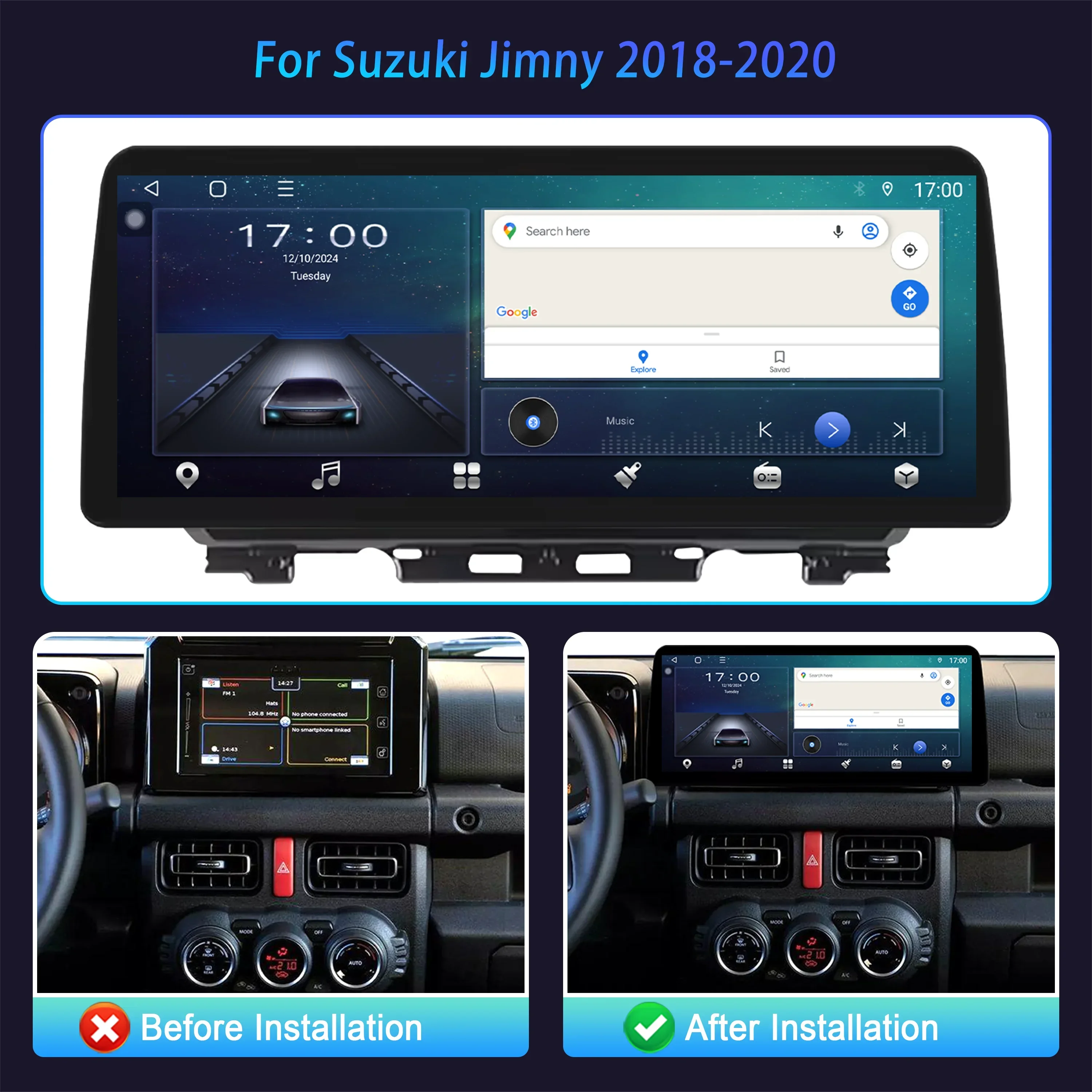 Car Radio panel Multimedia 4G GPS BT Android 14 Navigation Car Stereos 12.3″ Screen Stereo