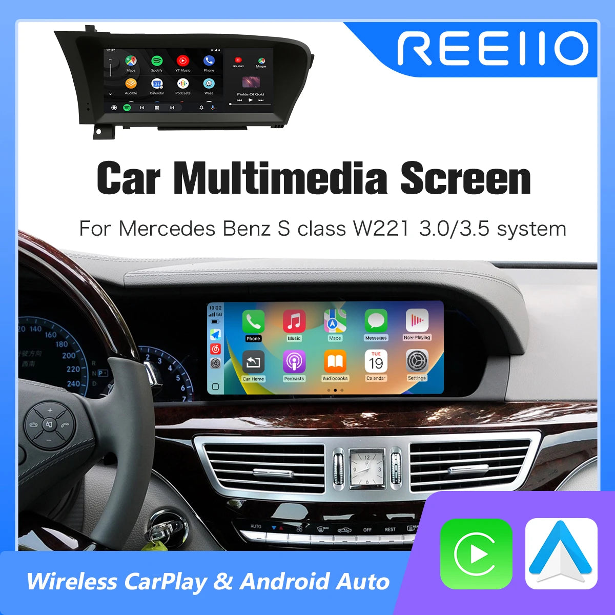 10.25‘’ Wireless CarPlay Android Auto For Mercedes Benz S Class W221 W216 NTG3.0/3.5 Linux