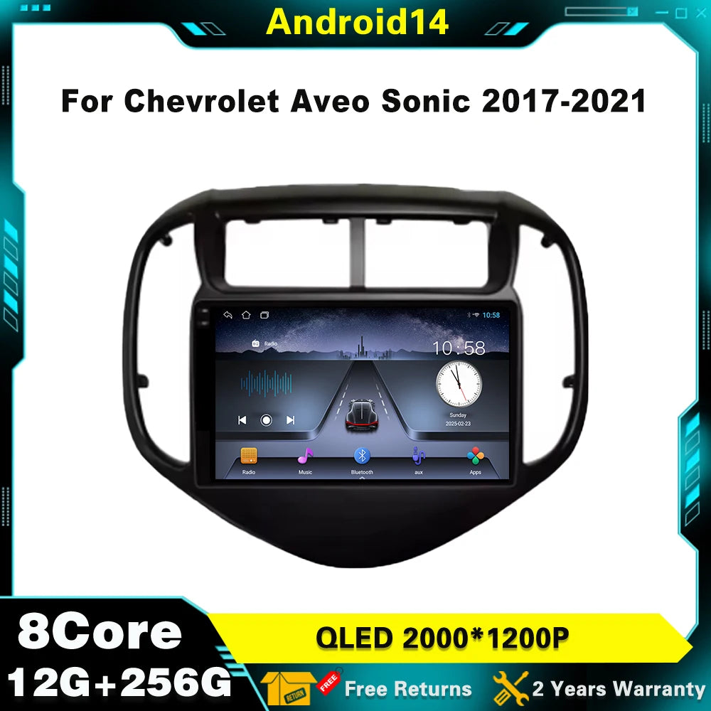 9inchi Android 14 For Chevrolet Aveo Sonic 2017-2021 Car Radio Multimedia Player Navigatio