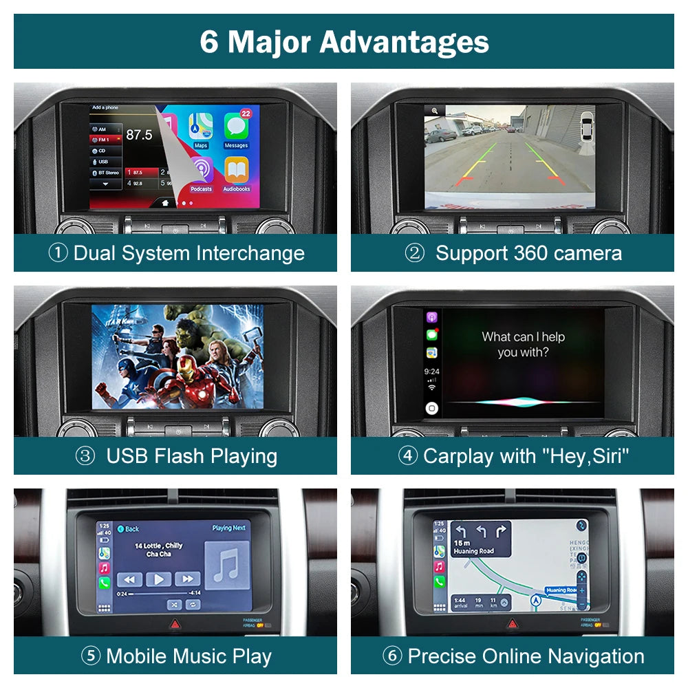 Wireless CarPlay for Ford Edge Mustang with Android Auto Interface Mirror Link AirPlay Car