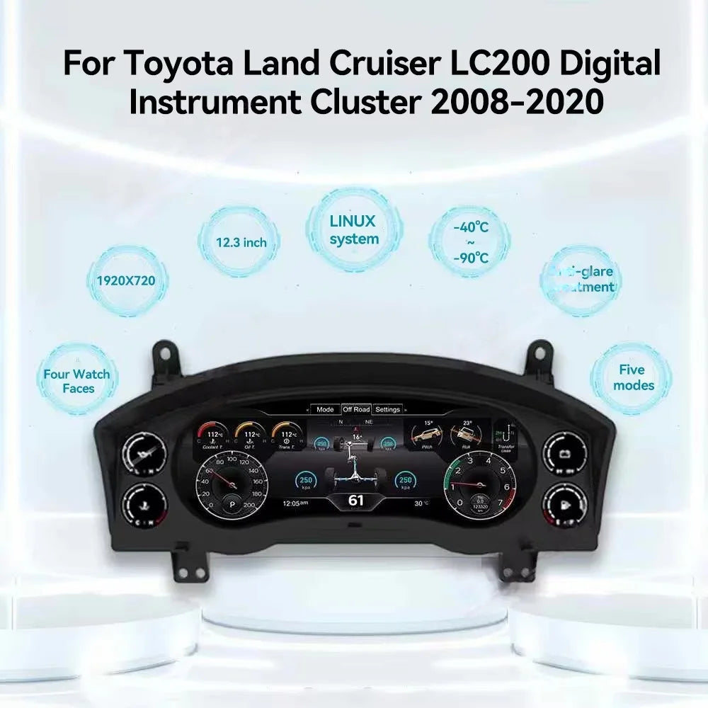 For Toyota Land Cruiser 200 LC200 2008-2022 LCD Panel Digital Cluster Instrument Speedmete