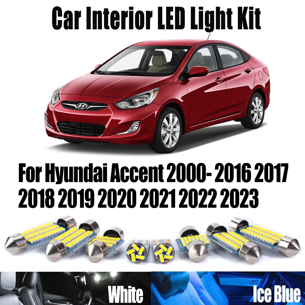 LED Interior Light Kit for Hyundai Accent 2000- 2016 - Canbus Dome Map Door Trunk Bulbs | AUTOKITSHOP