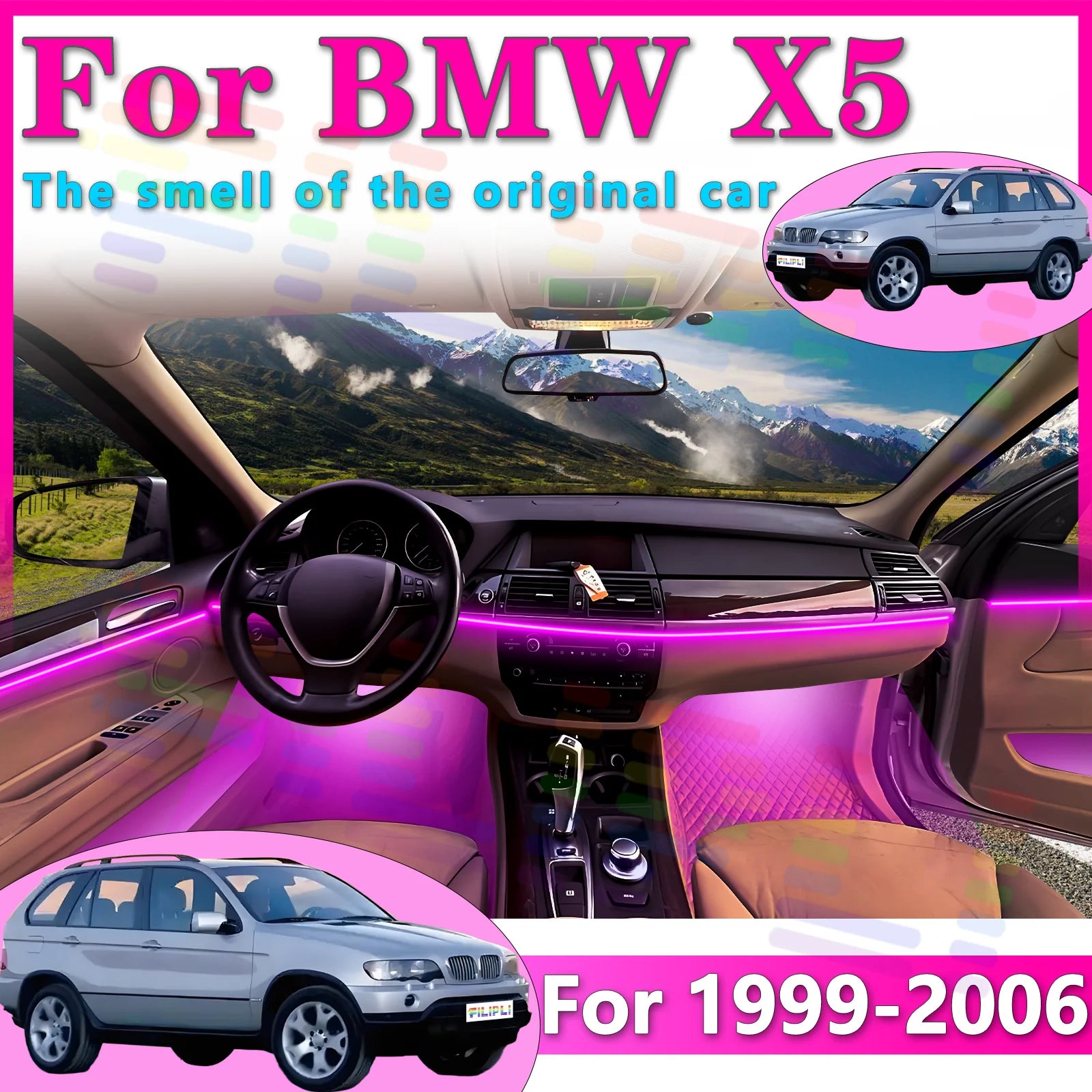 RGB - Ambient Light - for BMW E53 X5 - App Control - Car Interior Lighting | AUTOKITSHOP
