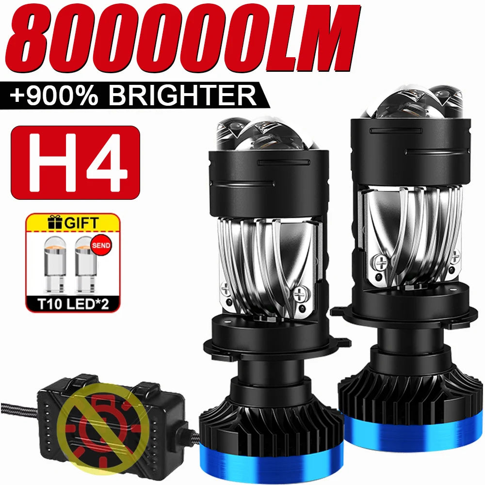 Bi LED H4 Projector Lens High Low Beam Car Bulbs Canbus H4 LED Auto Motorcycle LED Lamps W