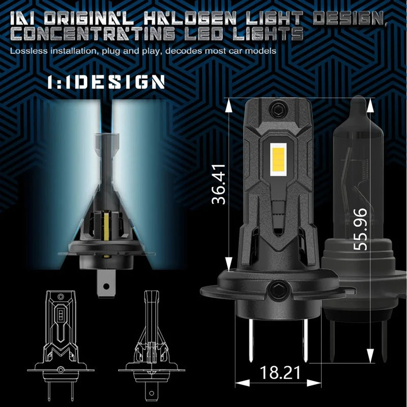 H7 H18 LED Headlight Bulbs 20W 2000lm H7 LED Light Auto Headlight Fog 6000K 7035 CSP Headl