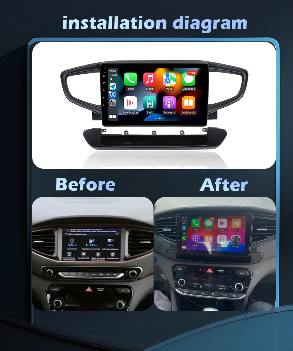 Android 16 Wireless CarPlay For Hyundai Ioniq AE 2016 -2023 Car Radio Multimedia Video Pla