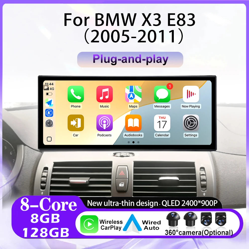 12.3 lnch Android 16 For BMW X3 E83 2005-2011 without original screen GPS Carplay Car Radi