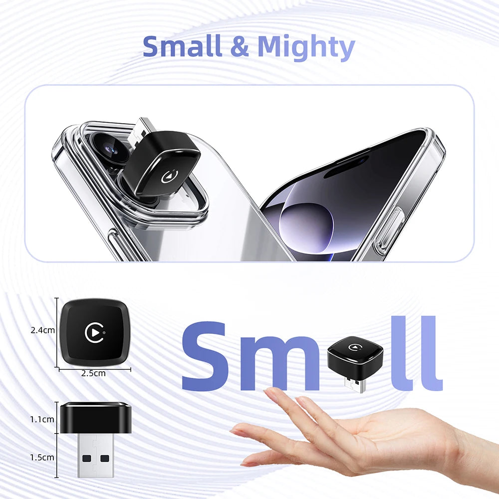 Smallest LEXXSON Wireless CarPlay Adapter MINI Ultra Android Auto Box USB Dongle Plug and  | AUTOKITSHOP