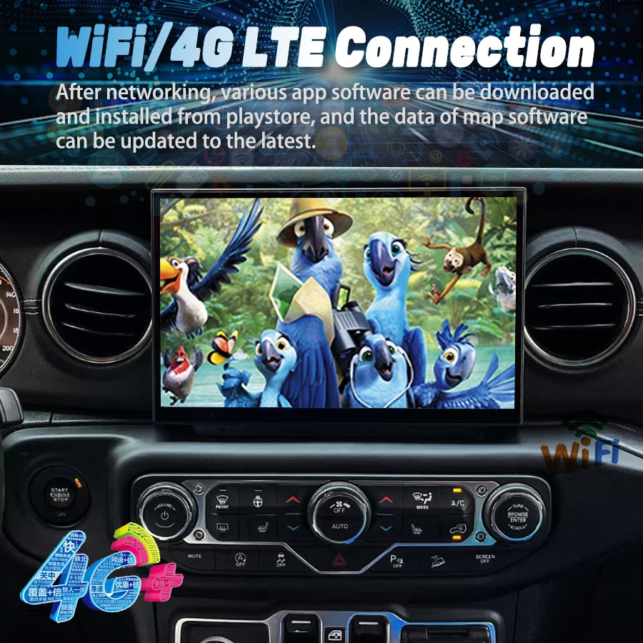 11.8inch For Jeep Wrangler 2018-2022 Android Car Radio Multimedia Video Player Stereo Wire