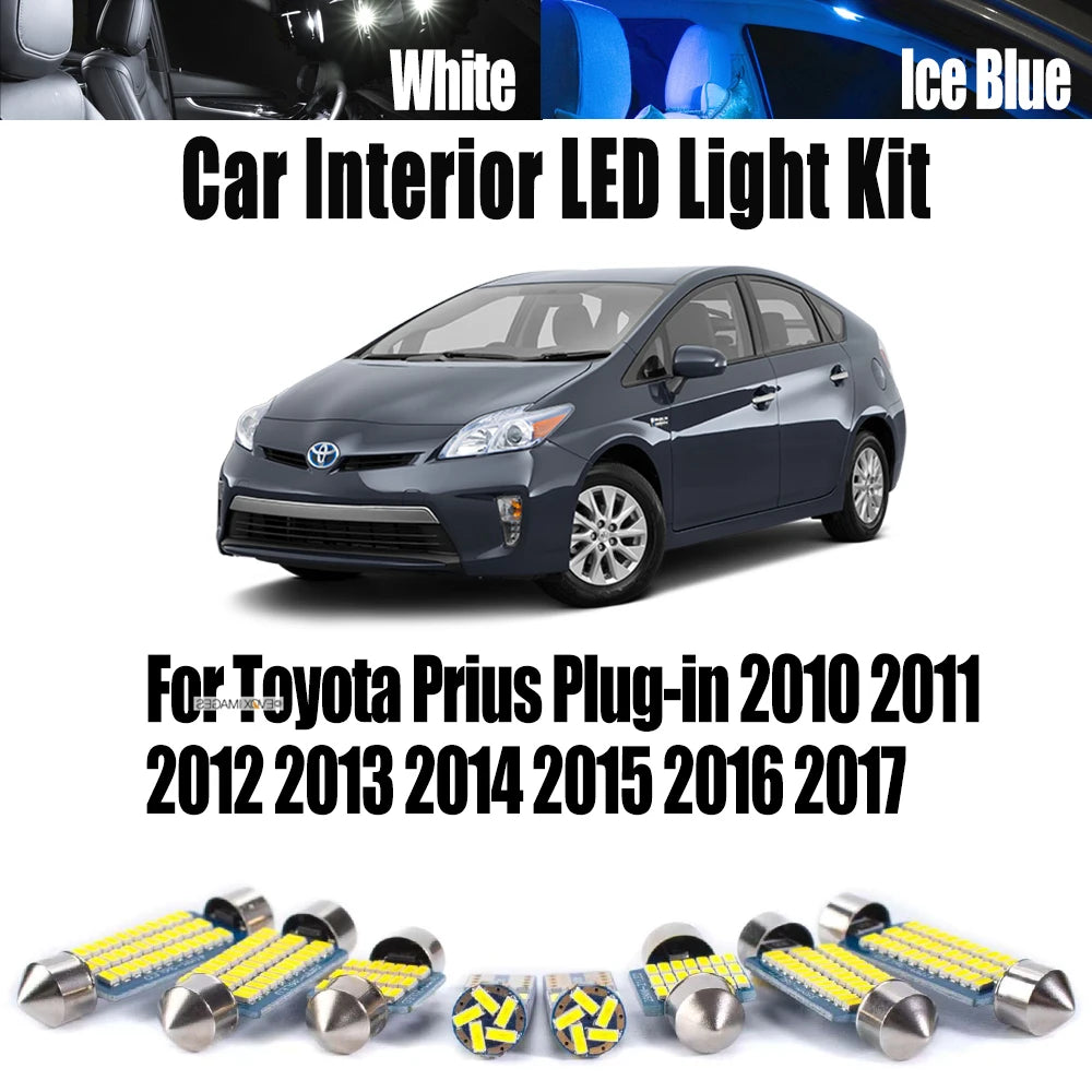 12-Piece LED Interior Light Kit for Toyota Prius Plug-in 2010 -  2014 - Canbus Dome Map Door Trunk Bulbs | AUTOKITSHOP