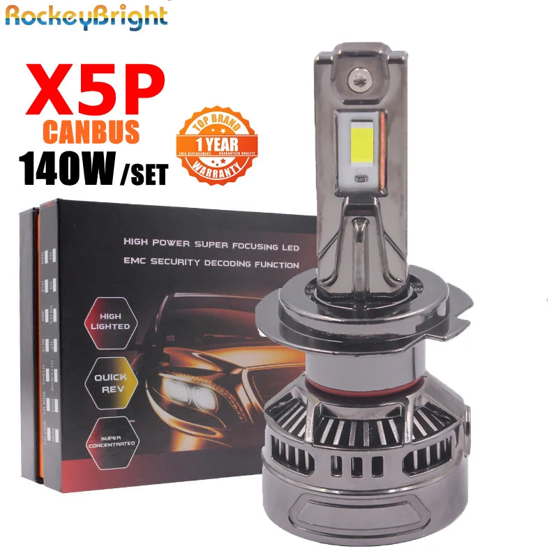 140W X5P H7 Car LED Headlight Bulb Fog Light Canbus 6000k HB3 9005 H11 Auto LED Headlamp H