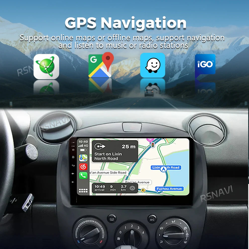 Android 16 Carplay Auto 2K Screen Car Radio Multimedia Player For Mazda 2 2007-2014 WIFI+4
