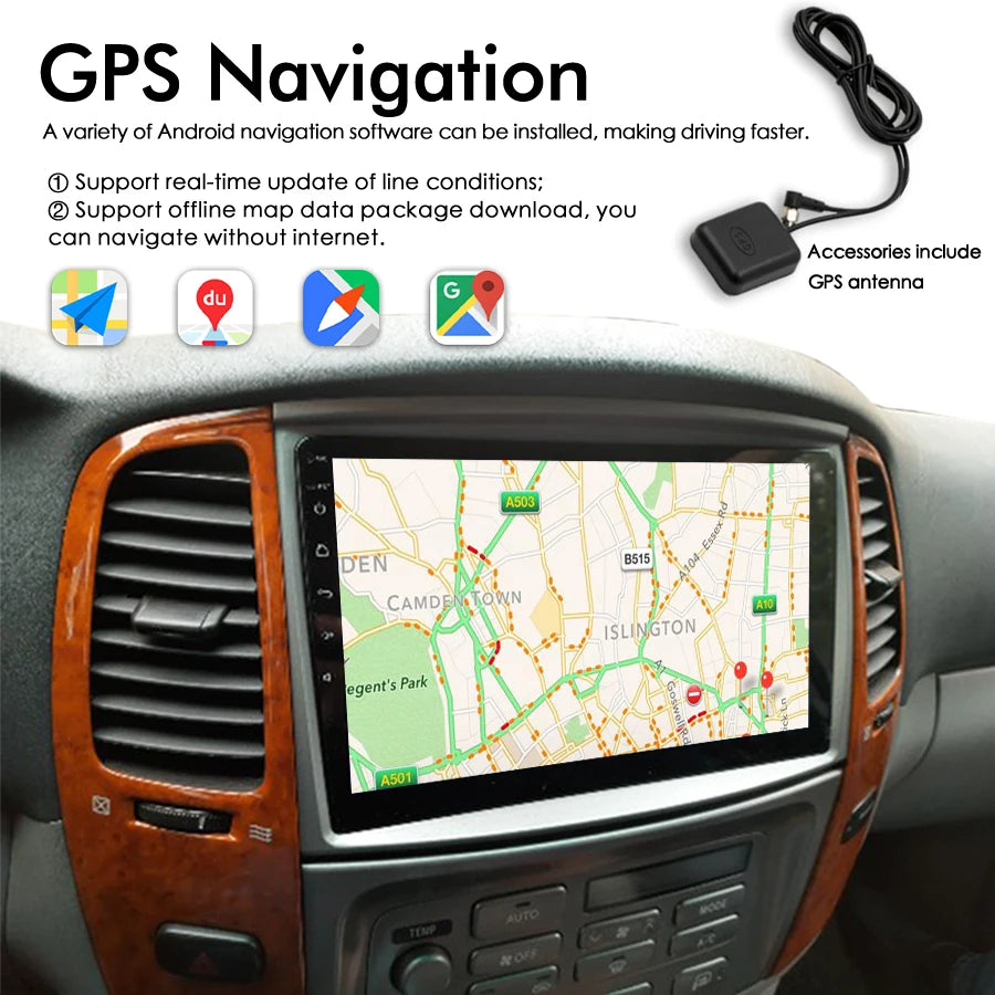 8GB+128GB AI Voice Wireless CarPlay Car Radio For Toyota Land Cruiser LC100 For Lexus LX47