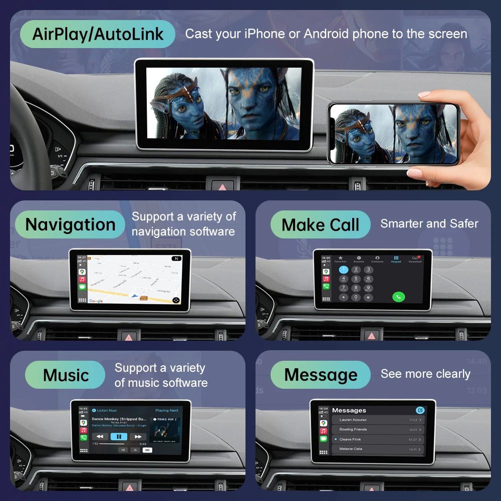 Road Top Wireless Carplay for Audi A4 A5 2016-2019, Support Android Auto AirPlay Mirroring