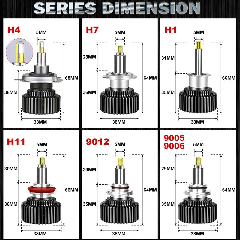 8200W H1 H7 H11 H4 LED Headlights Canbus 9005 9006 HB3 HB4 9012 HIR2 H8 H9 6000K Turbo 800