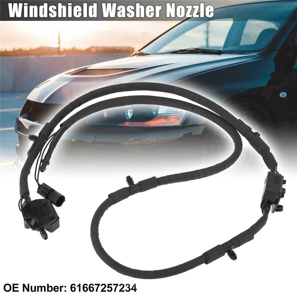 SINOCMP Windshield Washer Nozzles Spray Jet Replacement 61667257234 7257234 for BMW X6 X6M