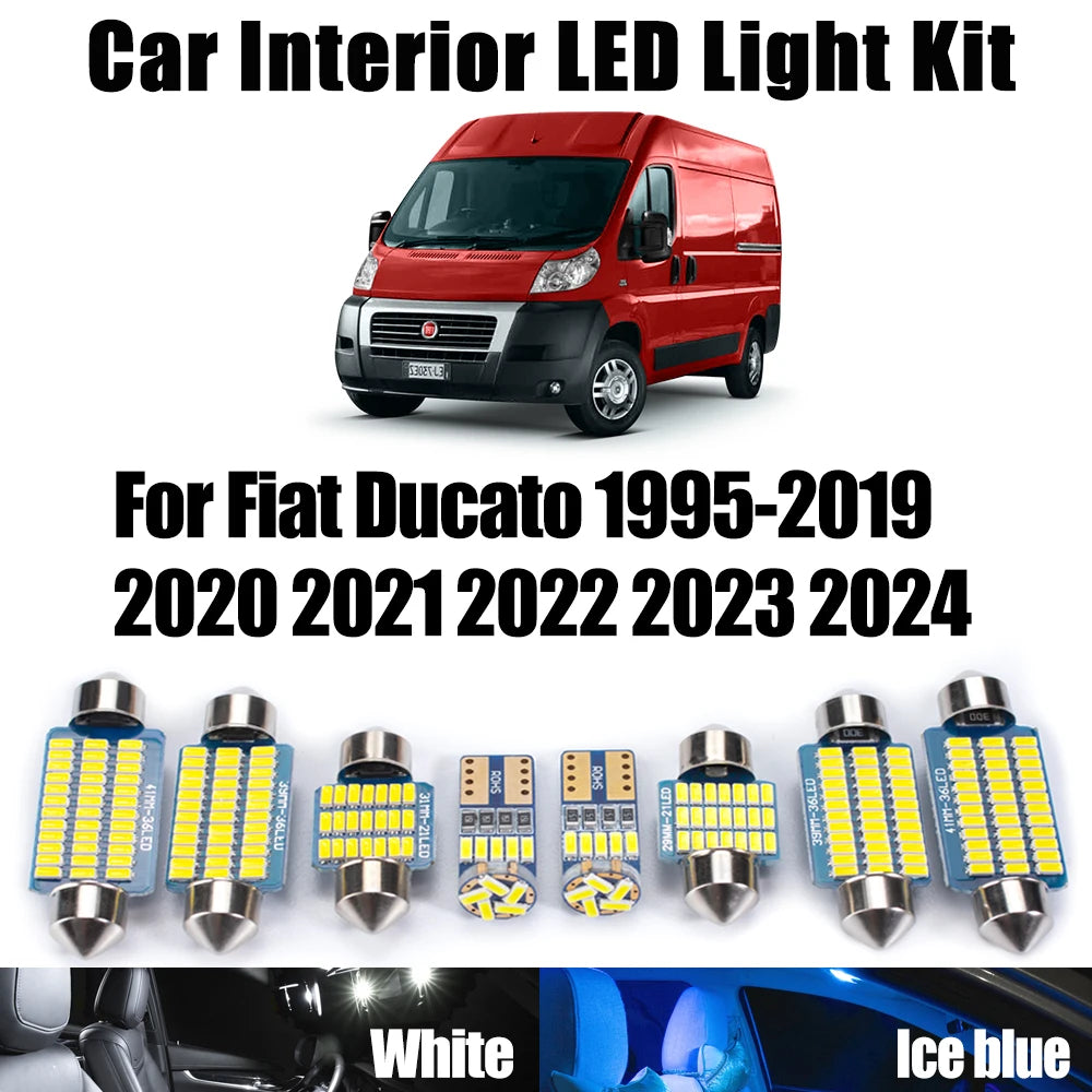 12-Piece LED Interior Light Kit for Fiat 1995-2022 - Canbus Error-Free Interior Bulbs