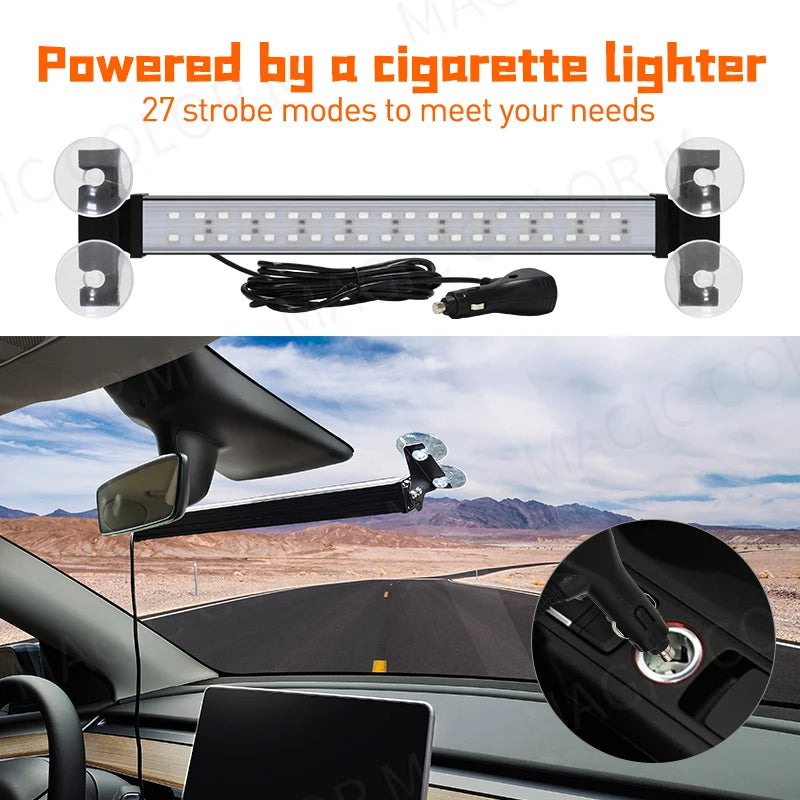 40 LED Strobe Light Emergency Flash Warning Lamp Auto Windshield Bar Traffic Advisor Flash | AUTOKITSHOP