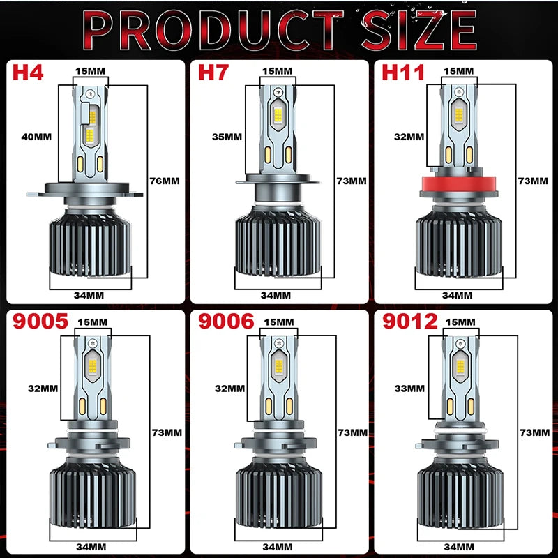 6000000LM H7 H4 Led Headlights CANBUS H11 H8 H9 9012 9006 9005 Turbo 5500W 5570 CSP Chips