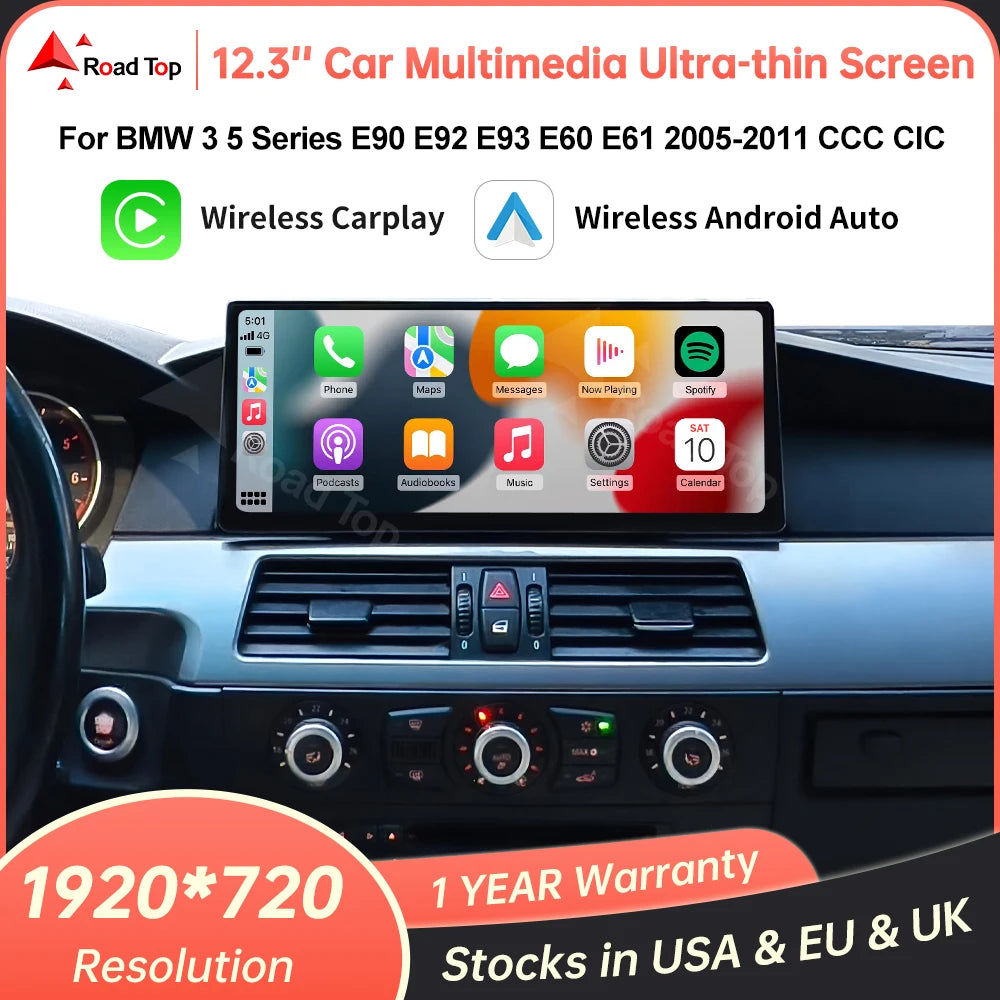 12.3'' Ultra-thin Screen Wireless CarPlay Android Auto Car Multimedia Display for BMW 3 Se | AUTOKITSHOP