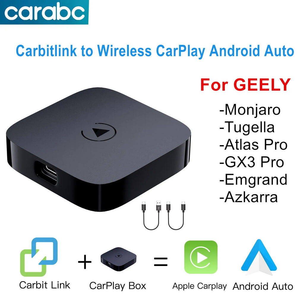 CARABC Carbitlink To Wireless CarPlay Android Auto For Geely Tugella Emgrand Monjaro Atlas