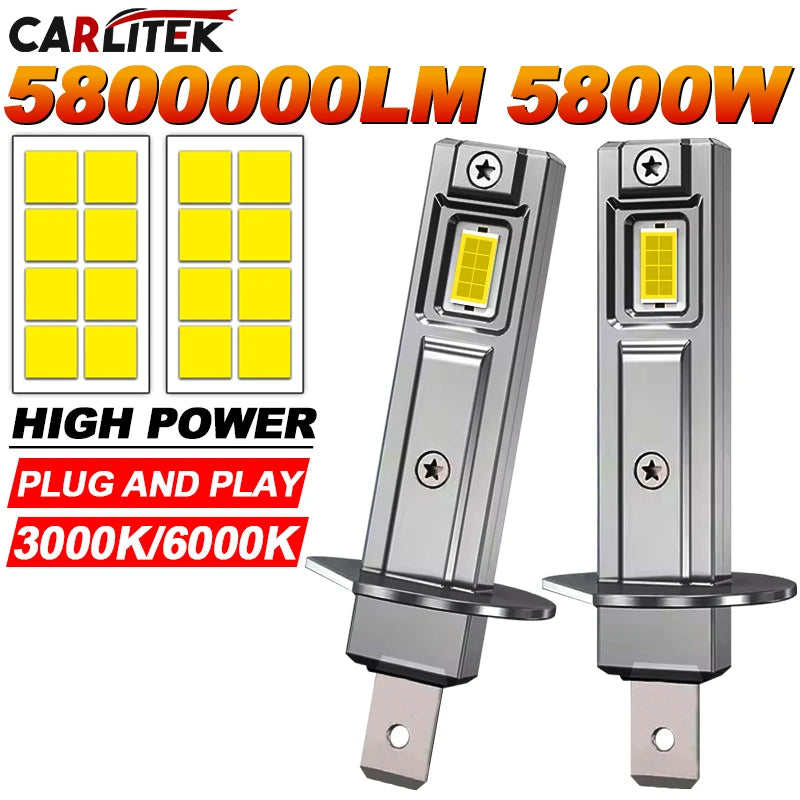 5800W High Power H7 H4 H1 LED Bulb Turbo Headlight 6500K 5800000LM 12V 24V CSP Powerful Be