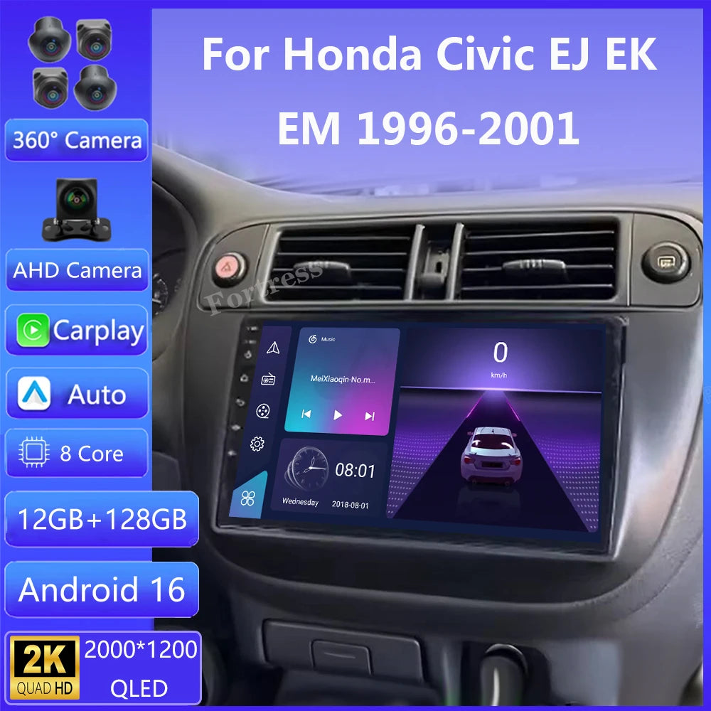 Car Radio Carplay For Honda Civic EJ EK EM 1995-2001 Navigation GPS Android Auto Stereo An