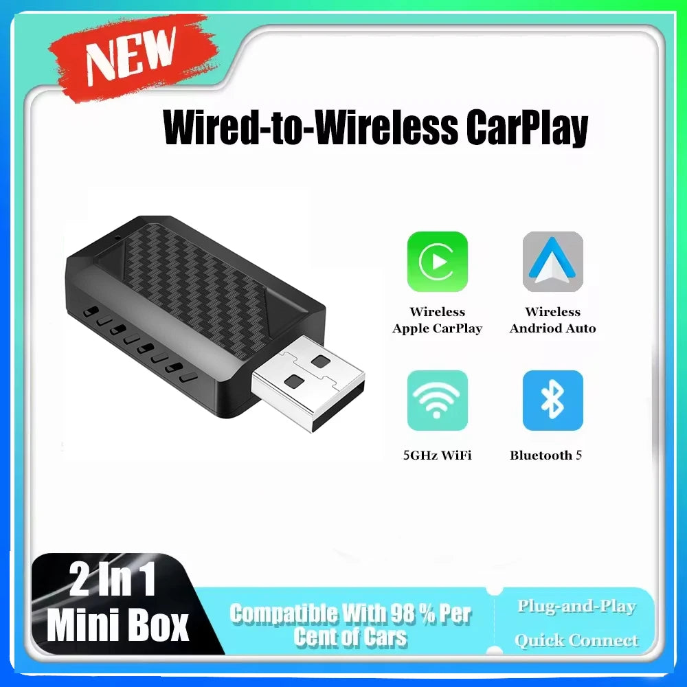 2025 2in1 MINI Ultra Wireless CarPlay Android Auto Adapter Auto Connection