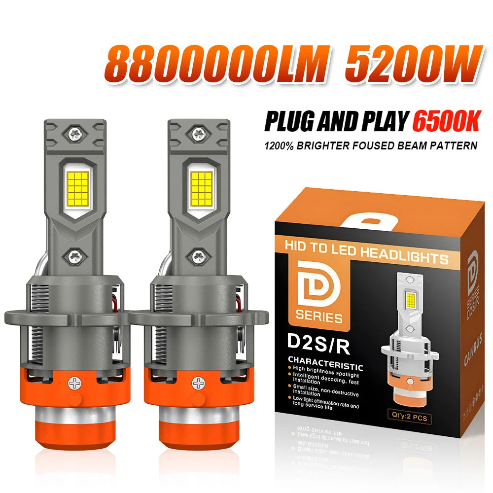 D4S D2S LED Headlights Canbus 1:1 HID D1S D3S D1R D2R D3R D4R Auto Lamp 8800000LM 5200W Pl