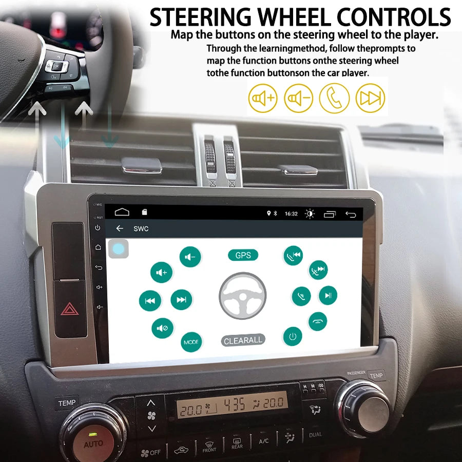 AI Voice Android 14 Car Video Player Radio For Toyota Land Cruiser Prado 150 2014-2017 Aut