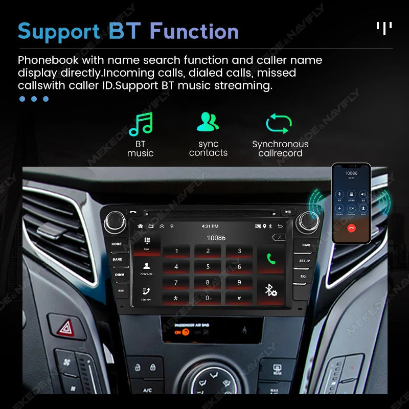 Wireless CarPlay Android Auto Multimedia Display Screen For Hyundai I40 2011-2019 7inch An