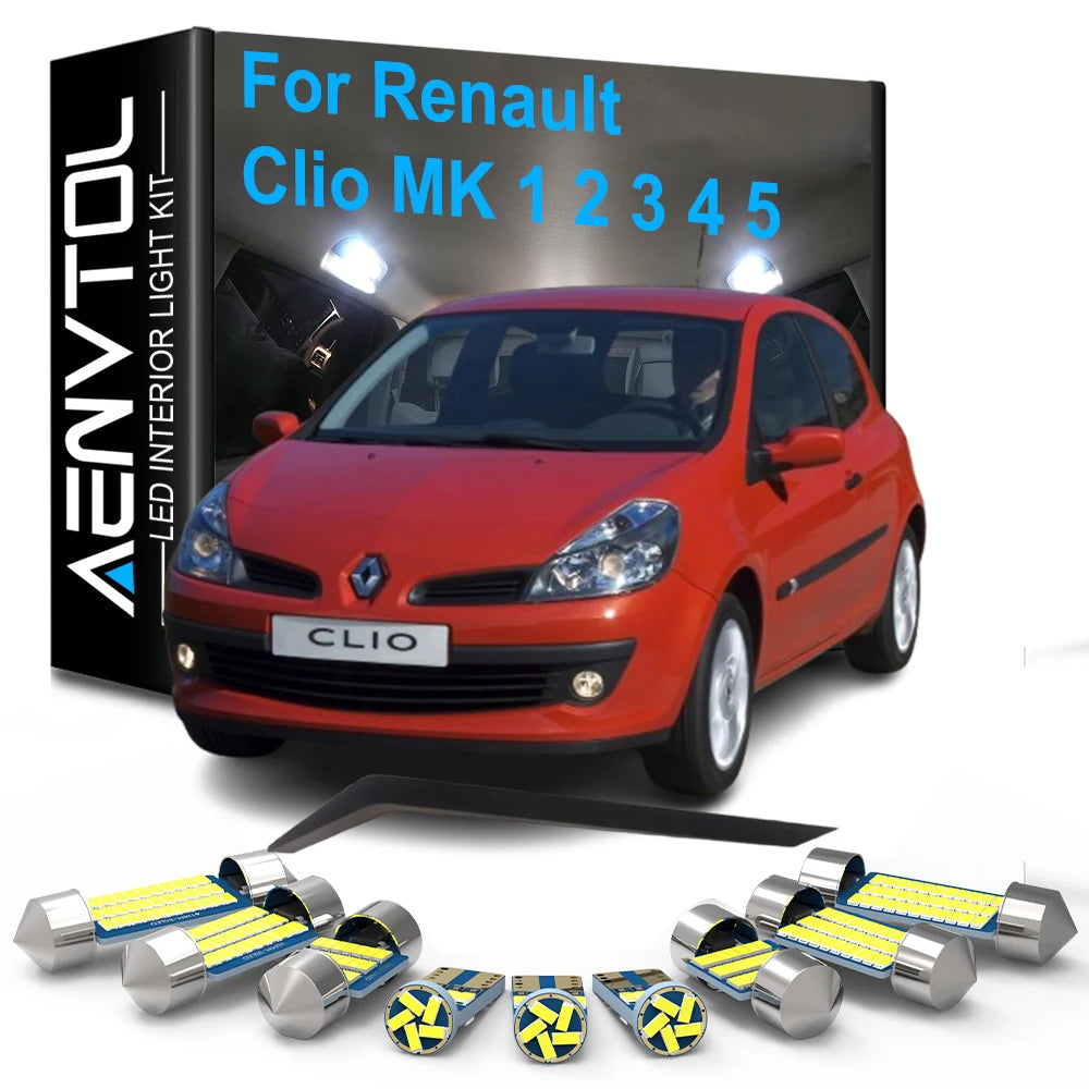 LED Interior Light Kit for Renault Clio MK 1 2 3 4 5 1997 - 2025 - Canbus Dome Map Door Trunk Bulbs | AUTOKITSHOP