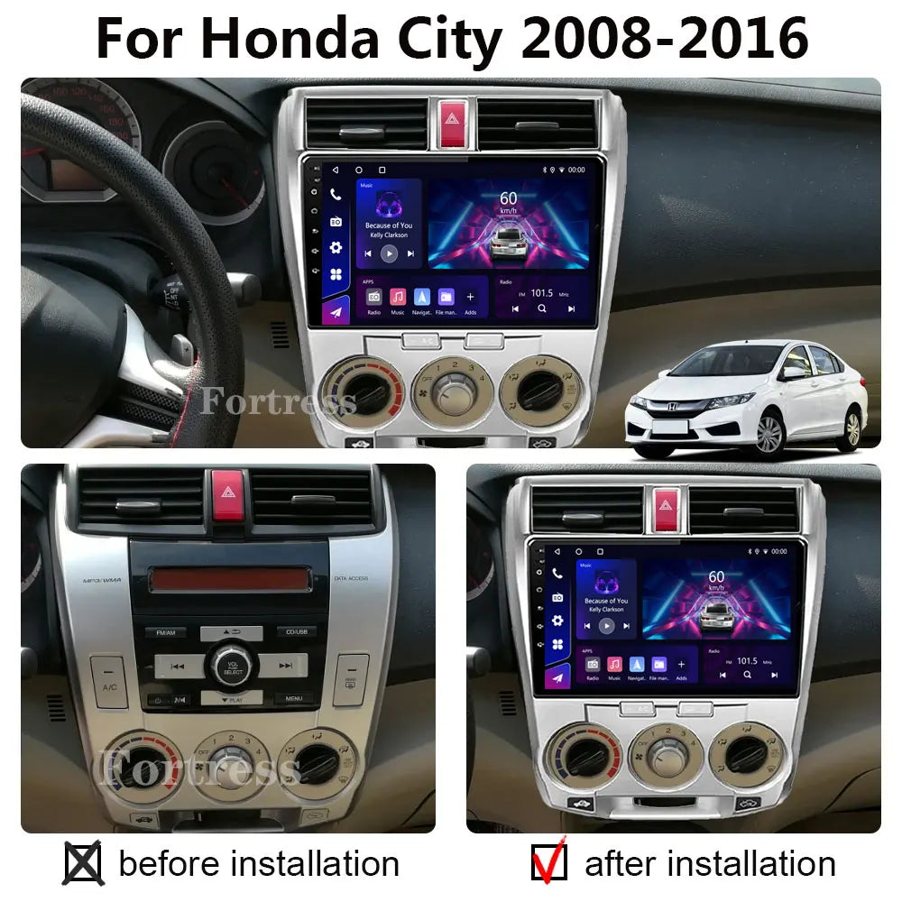 Car Radio Android 16 Carplay Multimedia Player For Honda City 2008 2009 2010 2011 2012 201