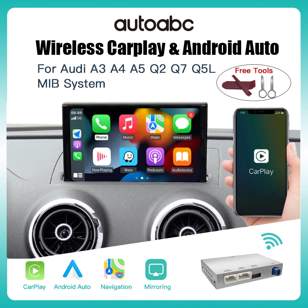 AUTOABC Wireless CarPlay Android Auto Interface for Audi A3 A4 A5 Q2 Q7 Q5L 8V with MIB sy