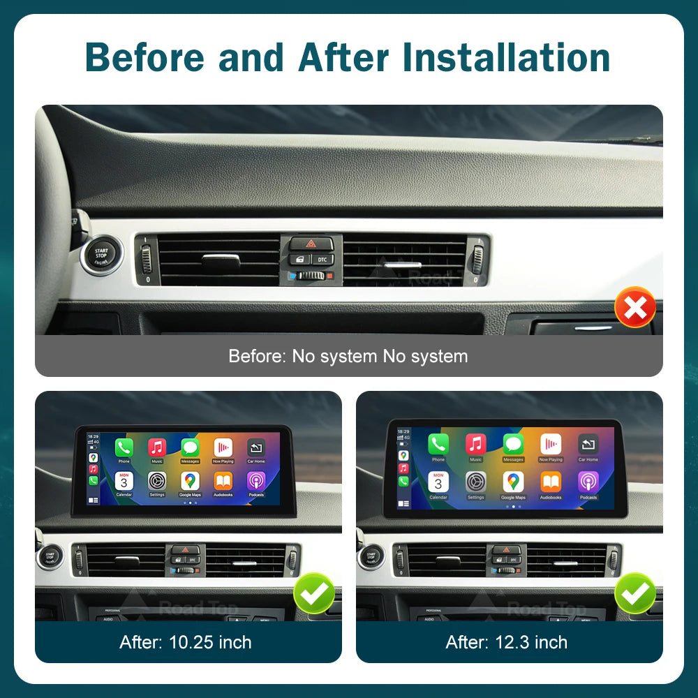 RoadTop Wireless CarPlay Multimedia Linux Screen For BMW Series 3 E90 E91 E92 E93 The Car
