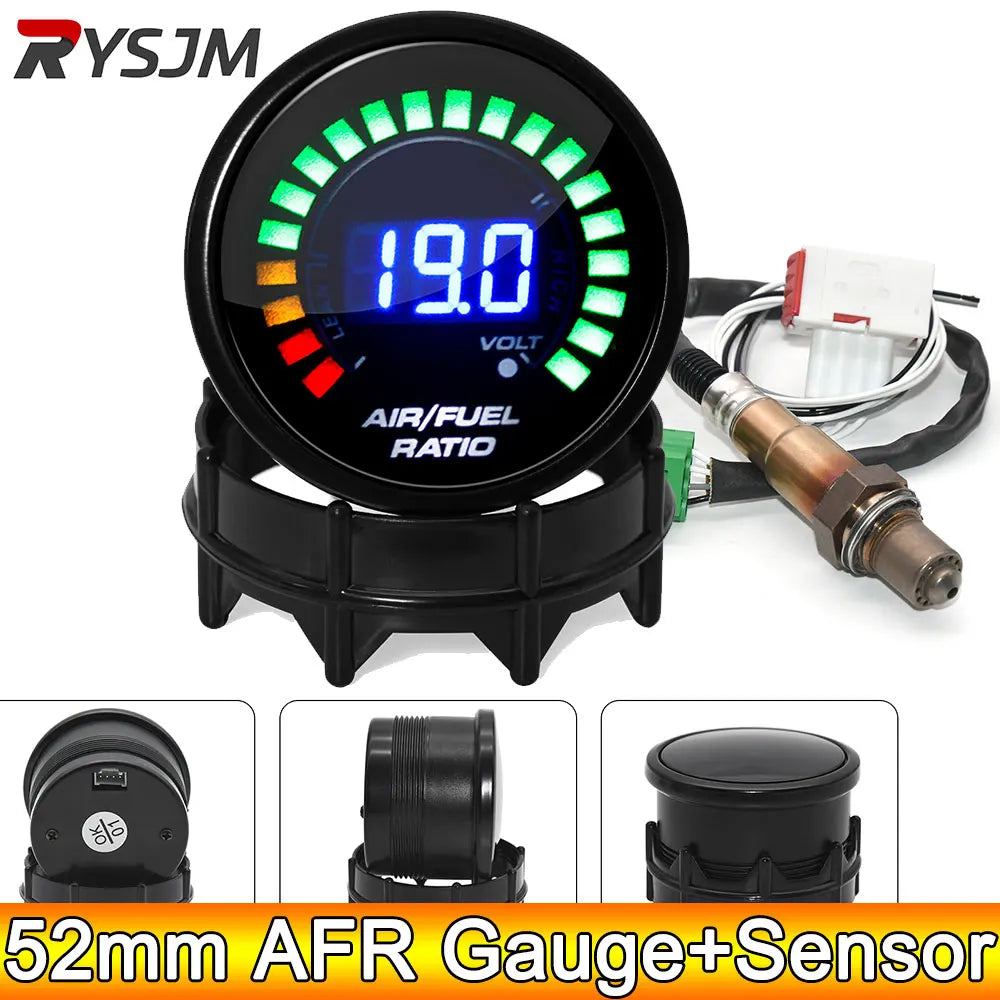 ADQ Digital 52mm Air Fuel Ratio Gauge LED Digital Display With Narrowband O2 Oxygen Sensor 06J90 - Automotive LED Light