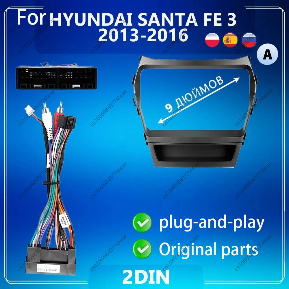 9 inch For HYUNDAI SANTA FE 3 2013-2016 Car Radio Fascias Android MP5 Stereo Player 2Din H