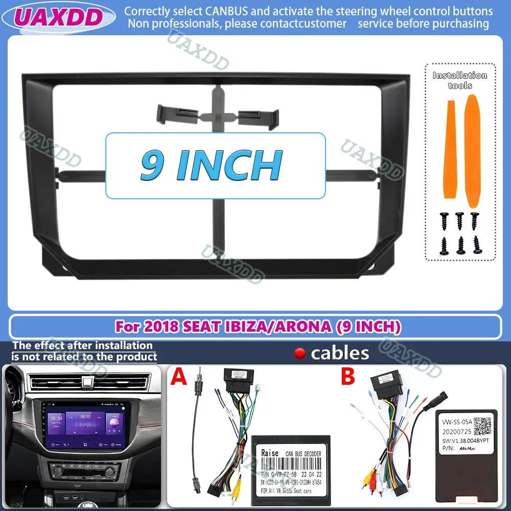 9 inch Car Radio Fascias For Seat Ibiza Arona 2018 Dashboard Frame Installation Panel DVD
