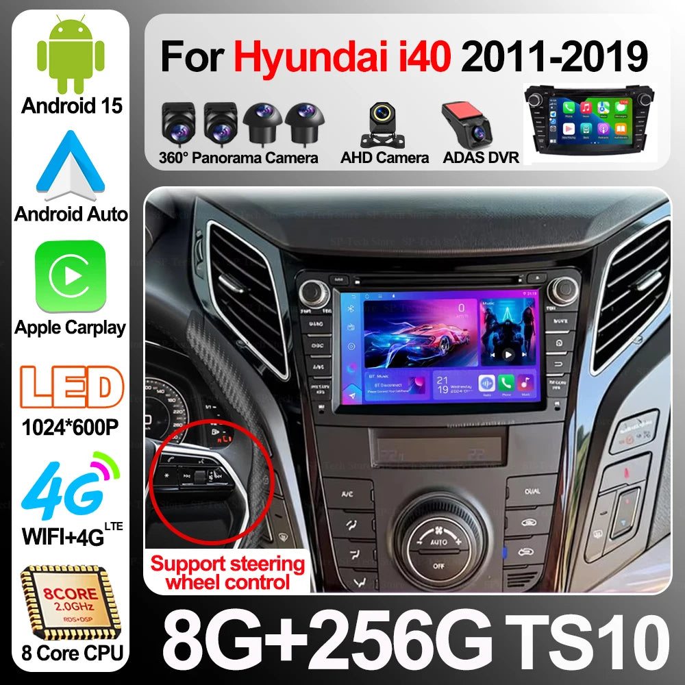 7" Car Radio For Hyundai i40 2011 2012 2013 2014 -2019 Android 16 Multimedia Video Player  | AUTOKITSHOP