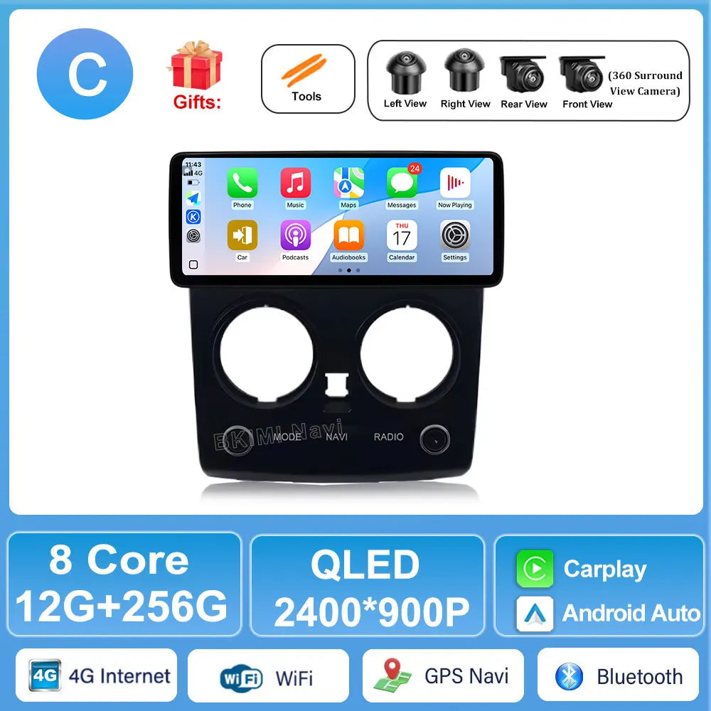12.3" Multimedia Player Car Radio for Nissan Qashqai 2008-2015 - GPS, Carplay, Android Auto, 4G WiFi Head Unit