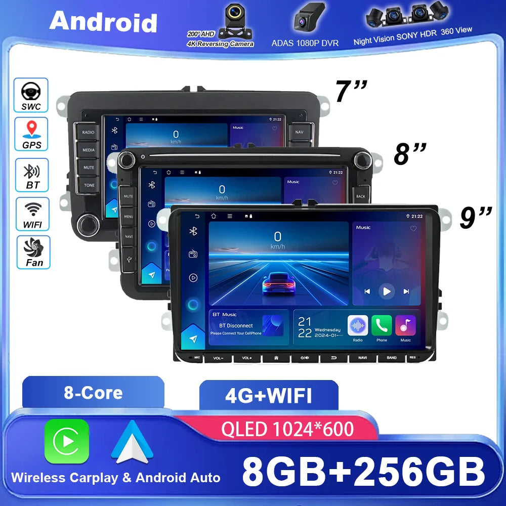 Android Wireless Carplay Auto For VW Passat golf Polo Jetta Skoda Car multimedia player IP