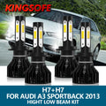 KINGSOFE Car Light For Audi A3 Sportback 2013 LED Headlight 4Pcs H7 6000K White 10000LM 10