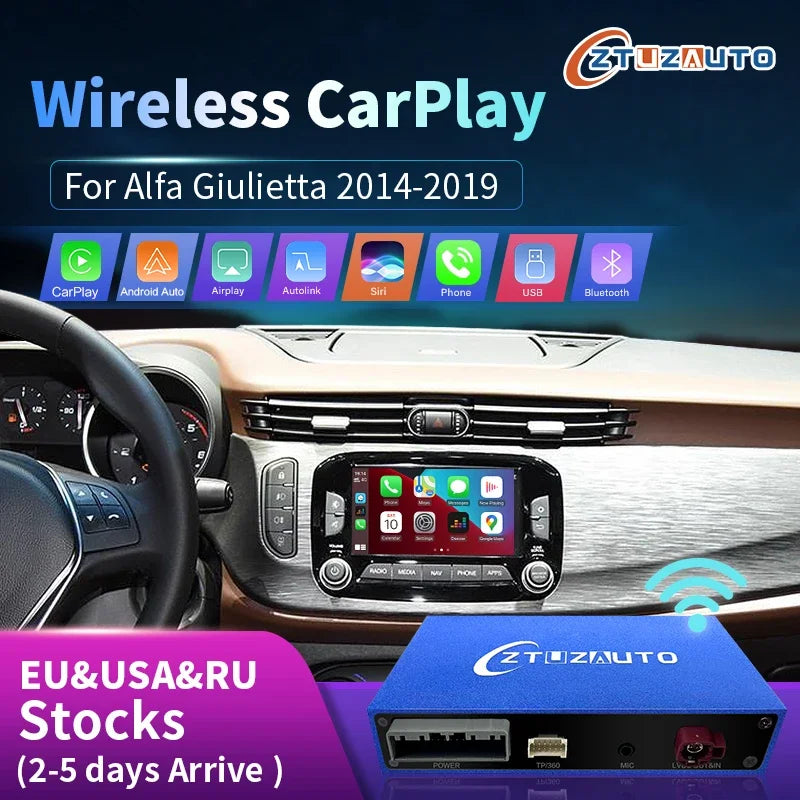 Newest Wireless Carplay Android Auto Mirror Link AirPlay Car Play Function for Alfa Giulie