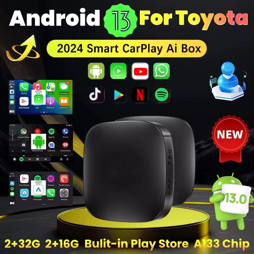 Android 13 Wireless Carplay Adapter Android Auto For Netflix Youtube For Toyota RAV4 Camry | AUTOKITSHOP